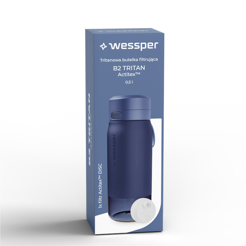 Butelka filtrująca Wessper B2 Tritan Actitex™ 0,5 l – Niebieska