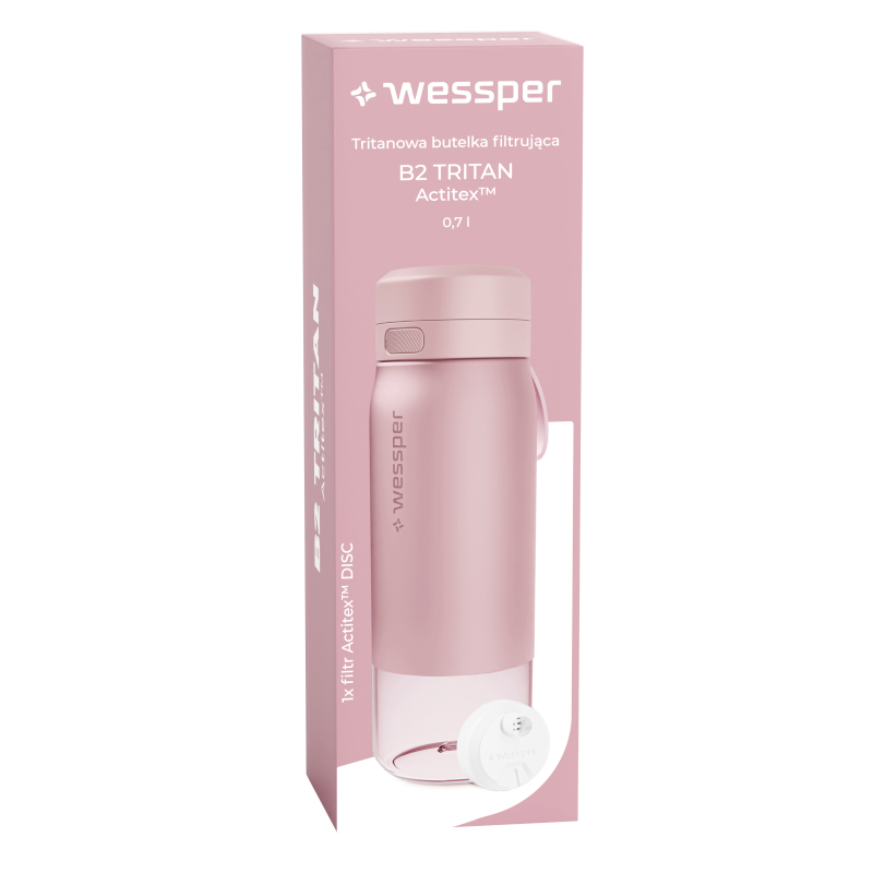 Butelka filtrująca Wessper B2 Tritan Actitex™ 0,7 l – Różowa