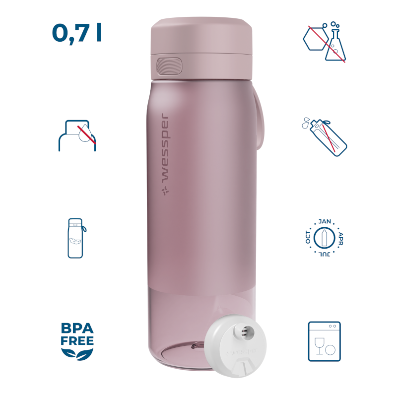 Butelka filtrująca Wessper B2 Tritan Actitex™ 0,7 l – Różowa