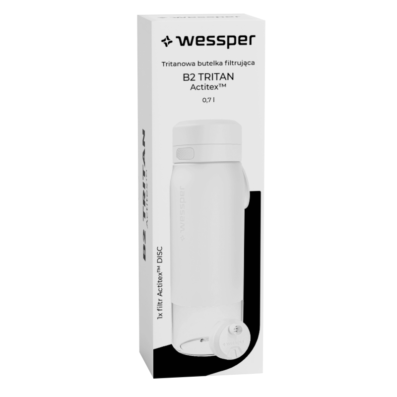 Butelka filtrująca Wessper B2 Tritan Actitex™ 0,7 l – Biała