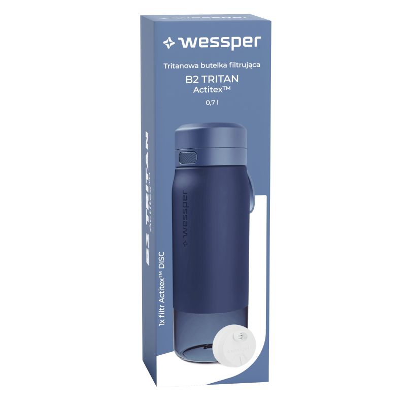 Butelka filtrująca Wessper B2 Tritan Actitex™ 0,7 l – Niebieska Butelka filtrująca Wessper B2 Tritan Actitex™ 0,7 l – Niebieska