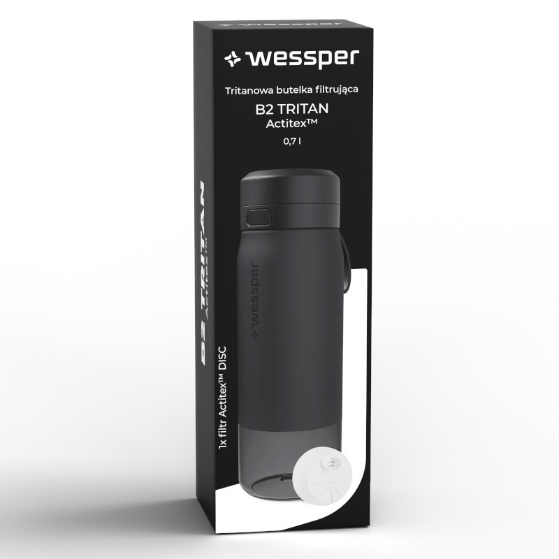 Butelka filtrująca Wessper B2 Tritan Actitex™ 0,7 l – Czarna