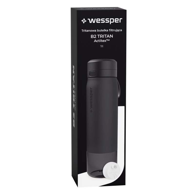Butelka filtrująca Wessper B2 Tritan Actitex™ 1 l – Czarna