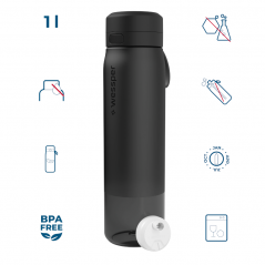 Butelka filtrująca Wessper B2 Tritan Actitex™ 1 l – Czarna