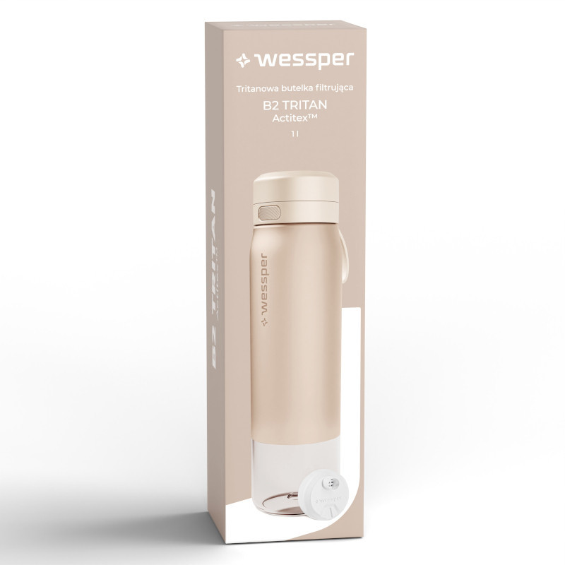 Butelka filtrująca Wessper B2 Tritan Actitex™ 1 l – Beżowa
