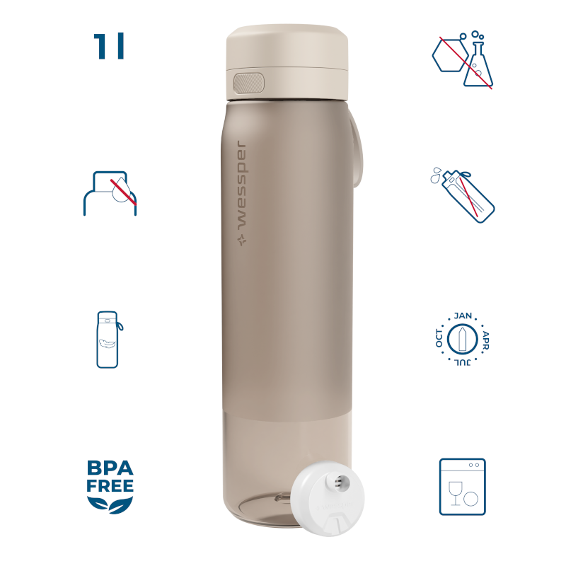 Butelka filtrująca Wessper B2 Tritan Actitex™ 1 l – Beżowa