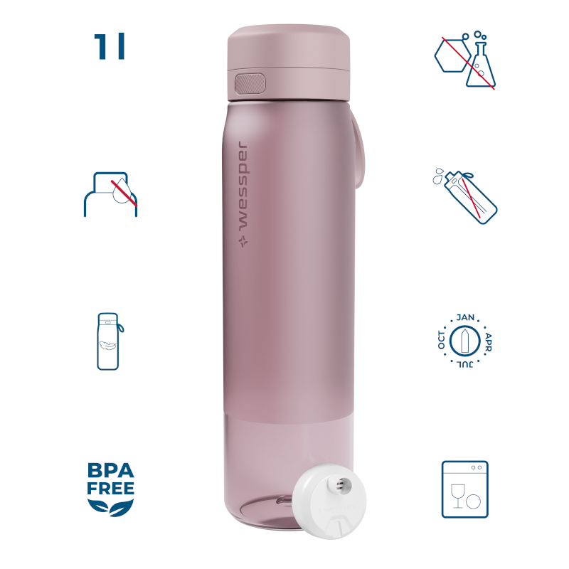 Butelka filtrująca Wessper B2 Tritan Actitex™ 1 l – Różowa