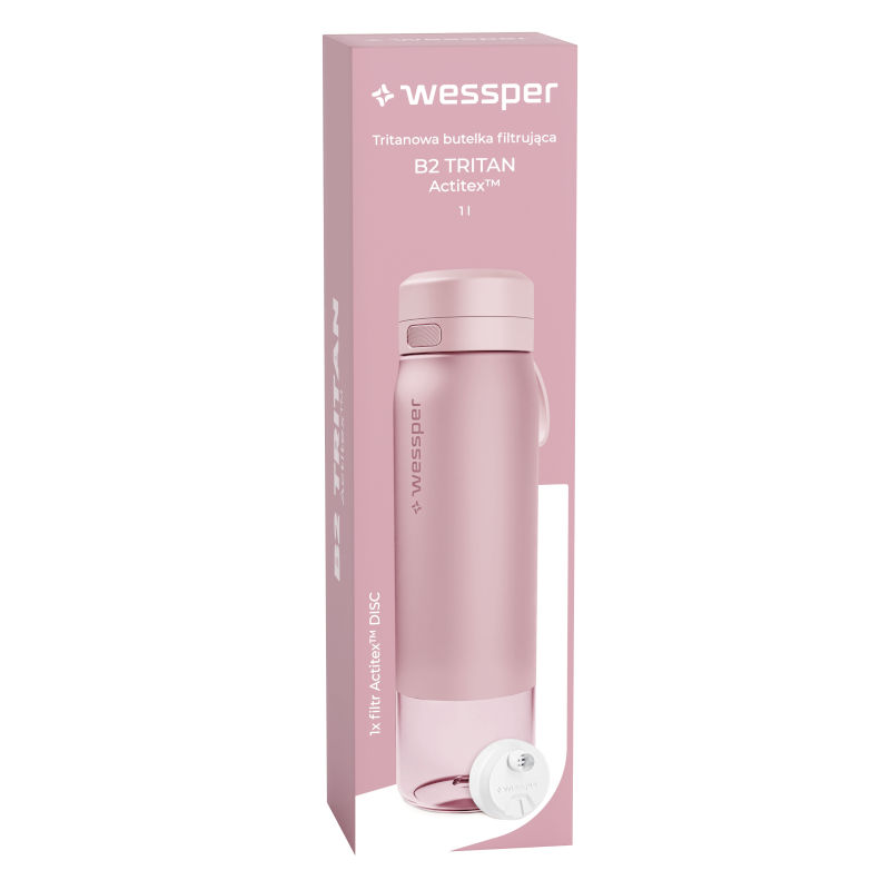 Butelka filtrująca Wessper B2 Tritan Actitex™ 1 l – Różowa