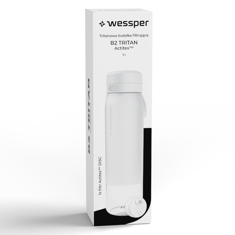 Butelka filtrująca Wessper B2 Tritan Actitex™ 1 l – Biała