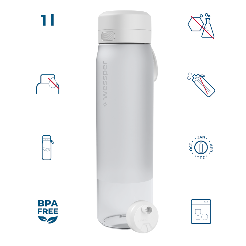 Butelka filtrująca Wessper B2 Tritan Actitex™ 1 l – Biała