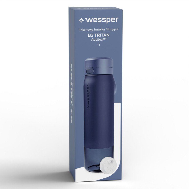 Butelka filtrująca Wessper B2 Tritan Actitex™ 1 l – Niebieska
