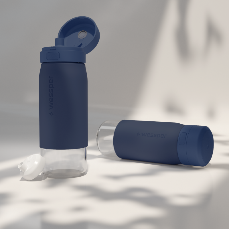 Butelka filtrująca Wessper B2 GLASS Actitex™ 0,5 l – Niebieska