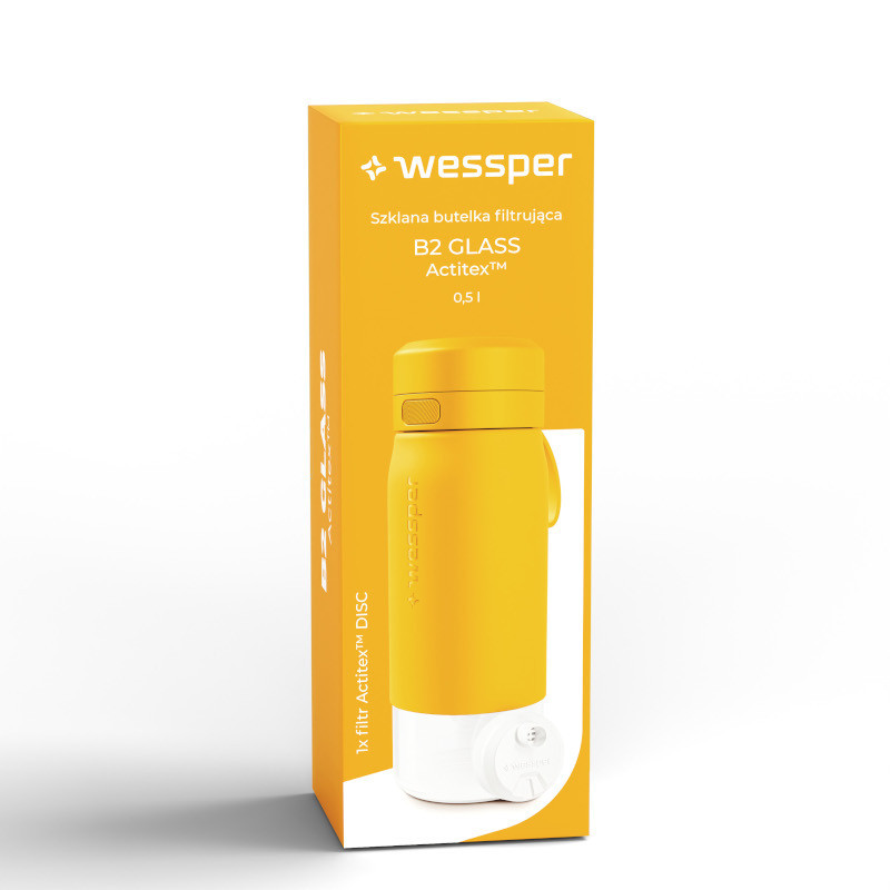 Butelka filtrująca Wessper B2 GLASS Actitex™ 0,5 l – Żółta