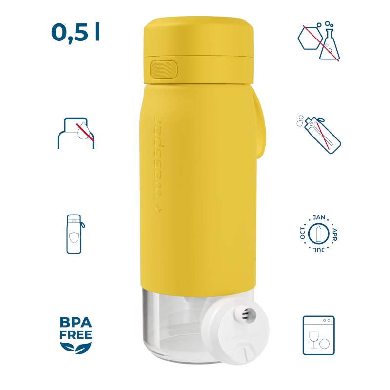 Butelka filtrująca Wessper B2 GLASS Actitex™ 0,5 l – Żółta