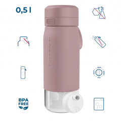 Butelka filtrująca Wessper B2 GLASS Actitex™ 0,5 l – Różowa