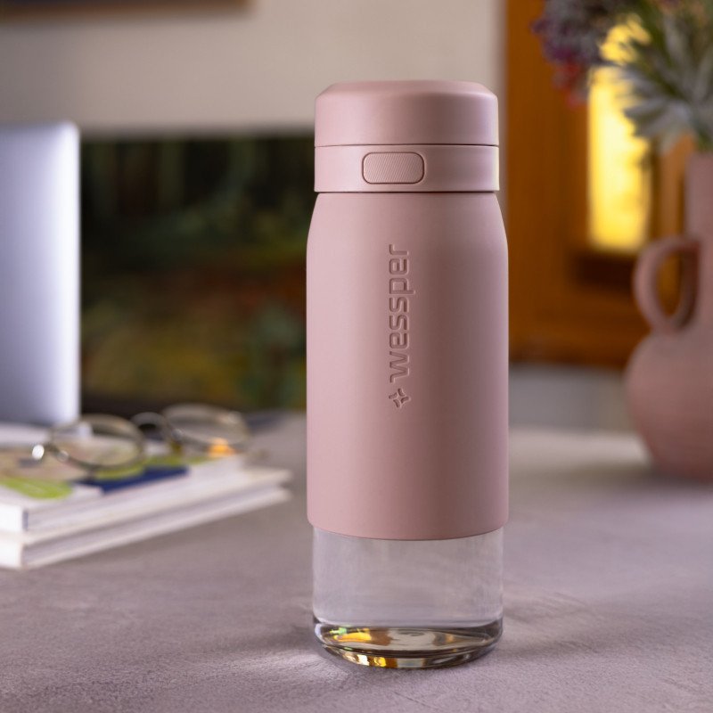 Butelka filtrująca Wessper B2 GLASS Actitex™ 0,5 l – Różowa