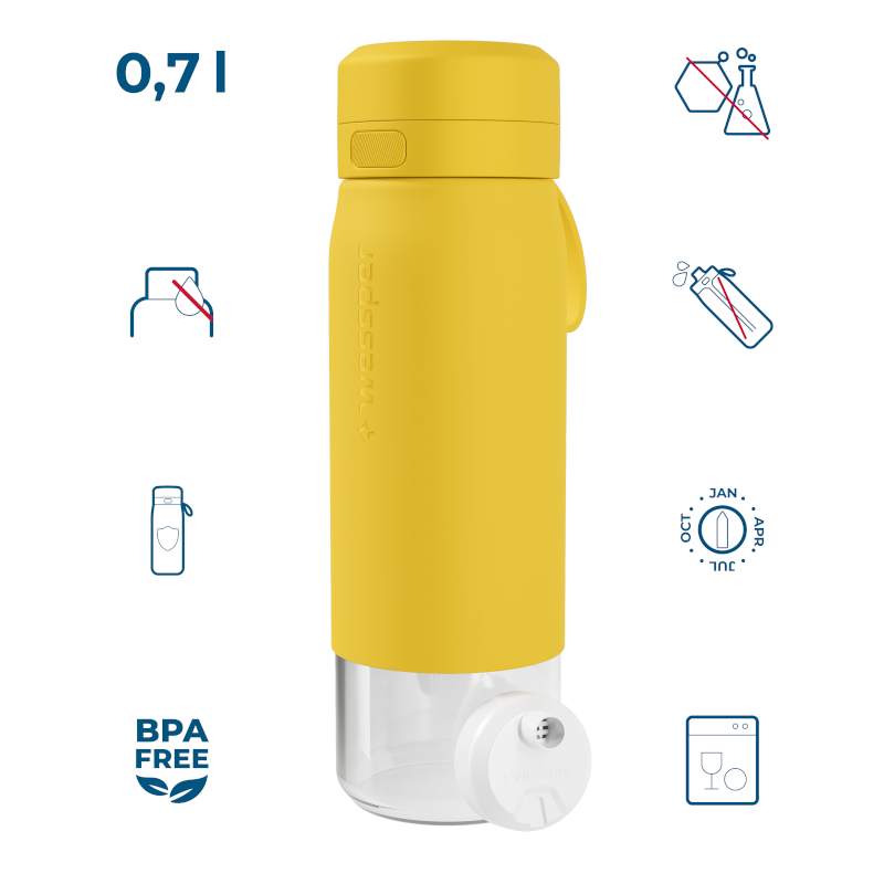 Butelka filtrująca Wessper B2 GLASS Actitex™ 0,7 l – Żółta