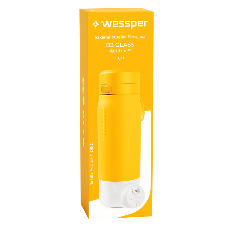 Butelka filtrująca Wessper B2 GLASS Actitex™ 0,7 l – Żółta