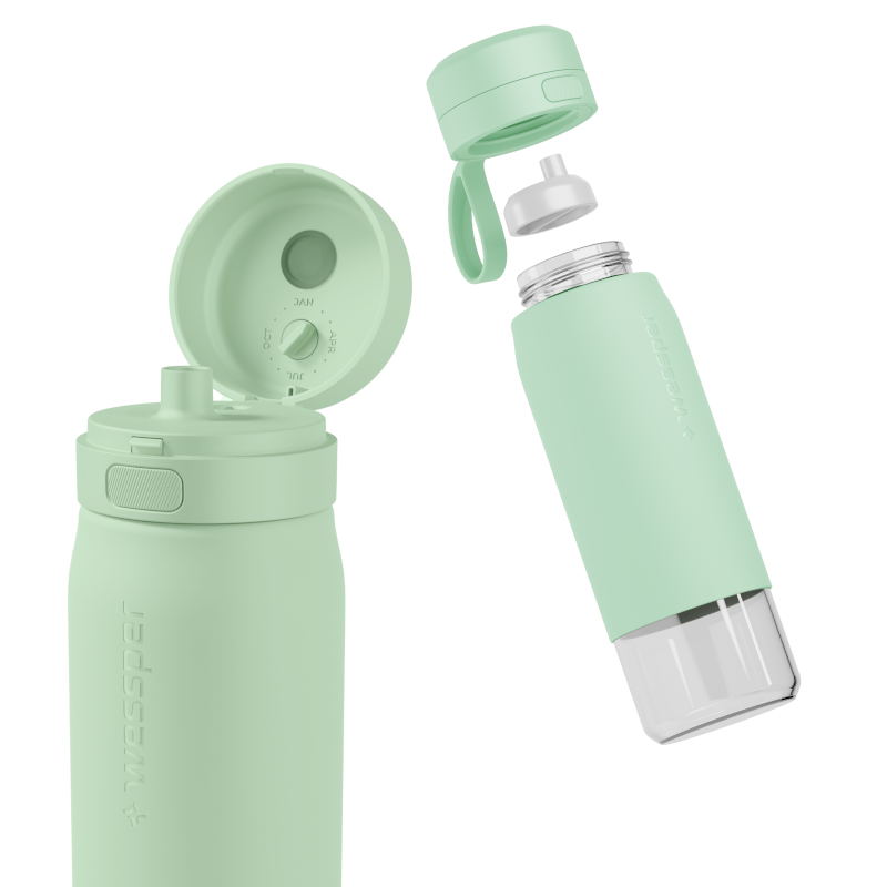 Butelka filtrująca Wessper B2 GLASS Actitex™ 0,7 l – Miętowa Butelka filtrująca Wessper B2 GLASS Actitex™ 0,7 l – Miętowa