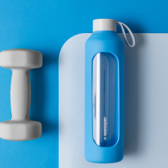 Szklana butelka na wodę 1 l Wessper B1 Borosilicate Ocean – szczelna, bez BPA, z miarką