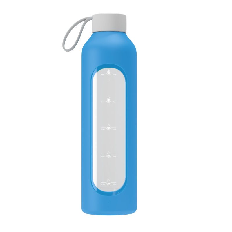 Szklana butelka na wodę 1 l Wessper B1 Borosilicate Ocean – szczelna, bez BPA, z miarką