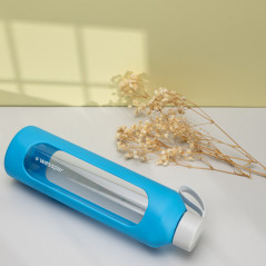 Szklana butelka na wodę 1 l Wessper B1 Borosilicate Ocean – szczelna, bez BPA, z miarką