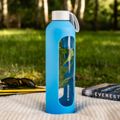 Szklana butelka na wodę 1 l Wessper B1 Borosilicate Ocean – szczelna, bez BPA, z miarką