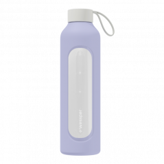 Szklana butelka na wodę 1 l Wessper B1 Borosilicate Lavender  – szczelna, bez BPA, z miarką