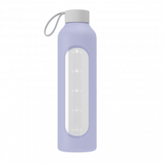 Szklana butelka na wodę 1 l Wessper B1 Borosilicate Lavender  – szczelna, bez BPA, z miarką