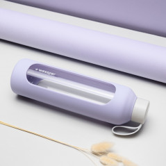 Szklana butelka na wodę 1 l Wessper B1 Borosilicate Lavender  – szczelna, bez BPA, z miarką