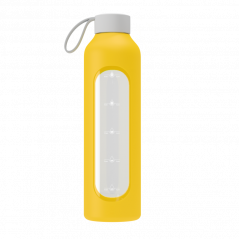 Szklana butelka na wodę 1 l Wessper B1 Borosilicate Sun – szczelna, bez BPA, z miarką