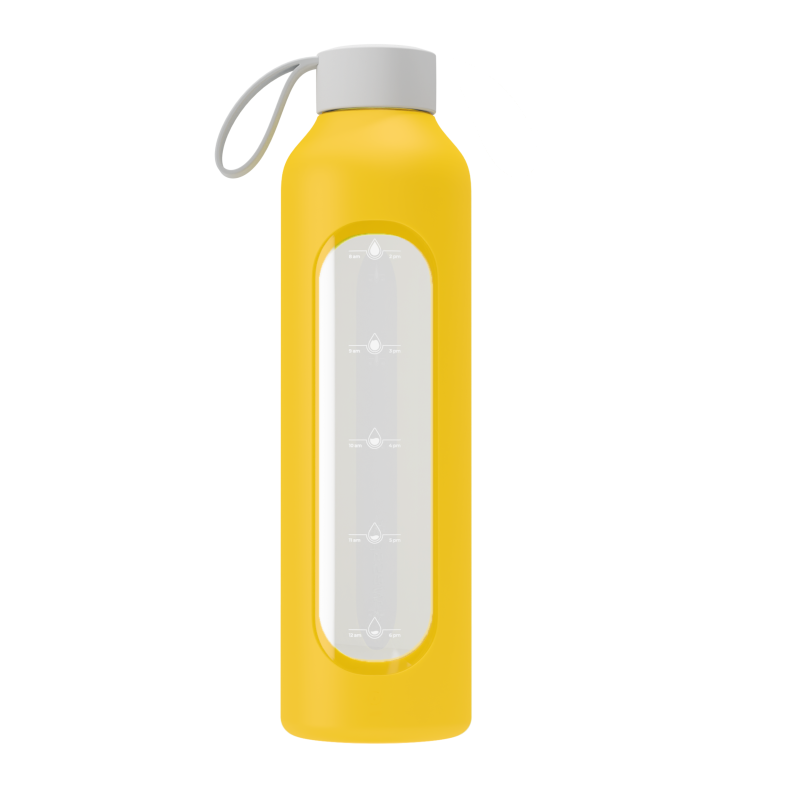 Szklana butelka na wodę 1 l Wessper B1 Borosilicate Sun – szczelna, bez BPA, z miarką