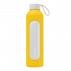 Szklana butelka na wodę 1 l Wessper B1 Borosilicate Sun – szczelna, bez BPA, z miarką