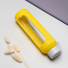 Szklana butelka na wodę 1 l Wessper B1 Borosilicate Sun – szczelna, bez BPA, z miarką
