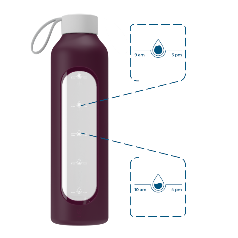 Szklana butelka na wodę 1 l Wessper B1 Borosilicate w zestawie z etui silikonowym Ruby – szczelna, bez BPA, z miarką Szklana butelka na wodę 1 l Wessper B1 Borosilicate w zestawie z etui silikonowym Ruby – szczelna, bez BPA, z miarką