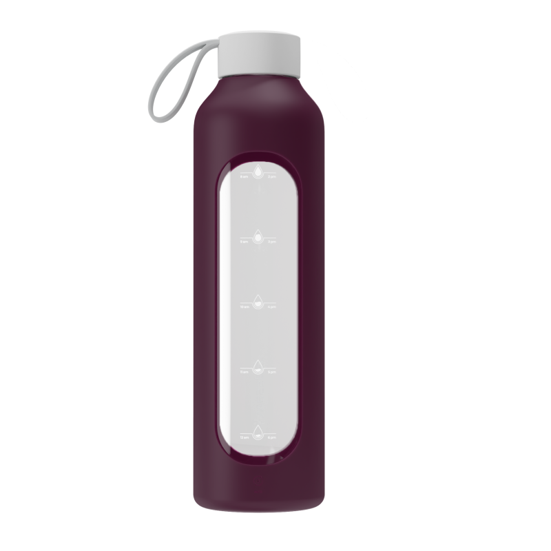 Szklana butelka na wodę 1 l Wessper B1 Borosilicate w zestawie z etui silikonowym Ruby – szczelna, bez BPA, z miarką