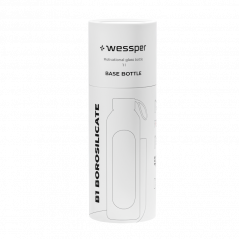 Szklana butelka na wodę 1 l Wessper B1 Borosilicate Ice Blue – szczelna, bez BPA, z miarką