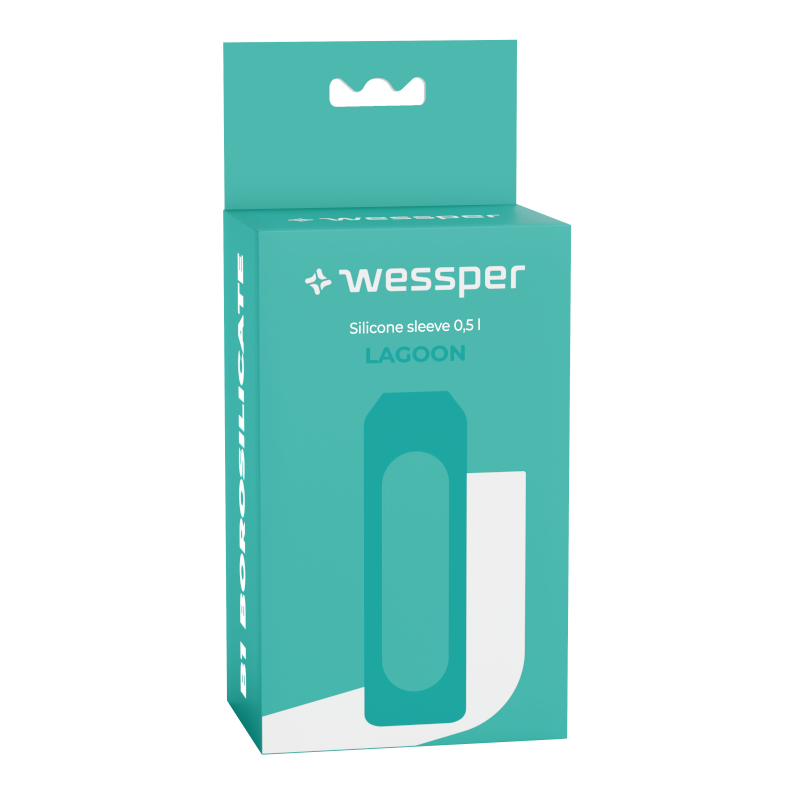 Szmaragdowe etui silikonowe do butelki szklanej Wessper B1 Borosilcate 0,5 l