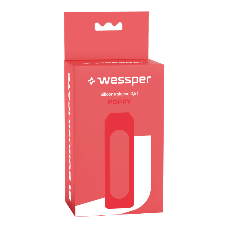Makowe etui silikonowe do butelki szklanej Wessper B1 Borosilcate 0,5 l