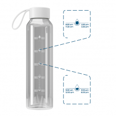 Szklana butelka na wodę 0,5 l Wessper B1 Borosilicate – szczelna, bez BPA, z miarką
