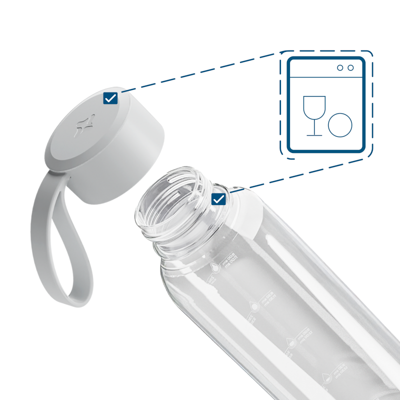 Szklana butelka na wodę 0,5 l Wessper B1 Borosilicate – szczelna, bez BPA, z miarką Szklana butelka na wodę 0,5 l Wessper B1 Borosilicate – szczelna, bez BPA, z miarką