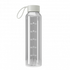 Szklana butelka na wodę 0,5 l Wessper B1 Borosilicate w zestawie z etui silikonowym Ruby – szczelna, bez BPA, z miarką