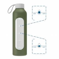 Szklana butelka na wodę 1 l Wessper B1 Borosilicate Olive – szczelna, bez BPA, z miarką