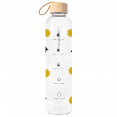 Szklana butelka motywacyjna Wessper ActiveMax Crystalline 1L z nadrukiem w promienie słońca oraz gwiazdki