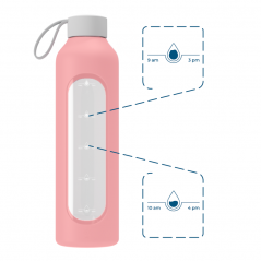 Szklana butelka na wodę 1 l Wessper B1 Borosilicate Pink – szczelna, bez BPA, z miarką