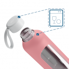 Szklana butelka na wodę 1 l Wessper B1 Borosilicate Pink – szczelna, bez BPA, z miarką