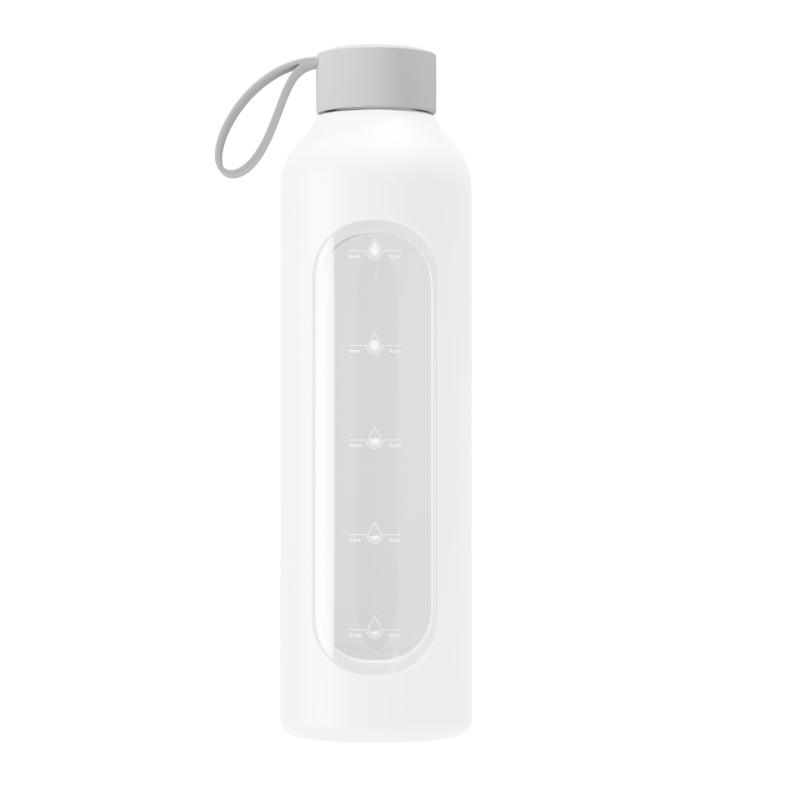 Szklana butelka na wodę 1 l Wessper B1 Borosilicate White – szczelna, bez BPA, z miarką