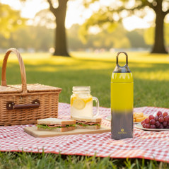 Butelka termiczna Santeco Yoga Slim żółto-szara 380 ml