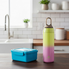 Butelka termiczna Santeco Yoga Slim zielono-różowa 380 ml