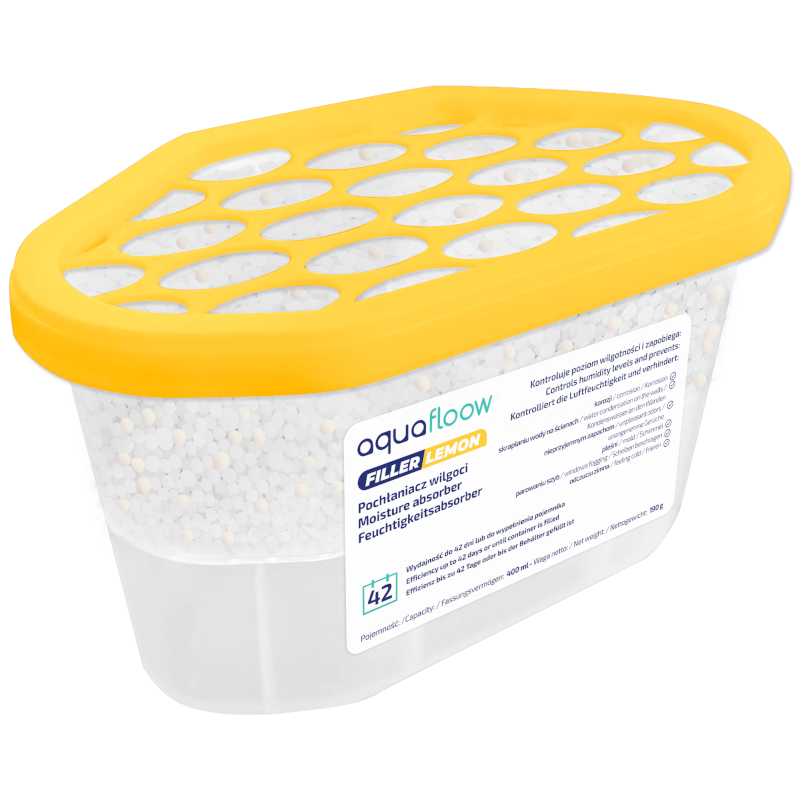 Pochłaniacze wilgoci Aquafloow Filler Lemon o zapachu cytrynowym 3x400ml Pochłaniacze wilgoci Aquafloow Filler Lemon o zapachu cytrynowym 3x400ml